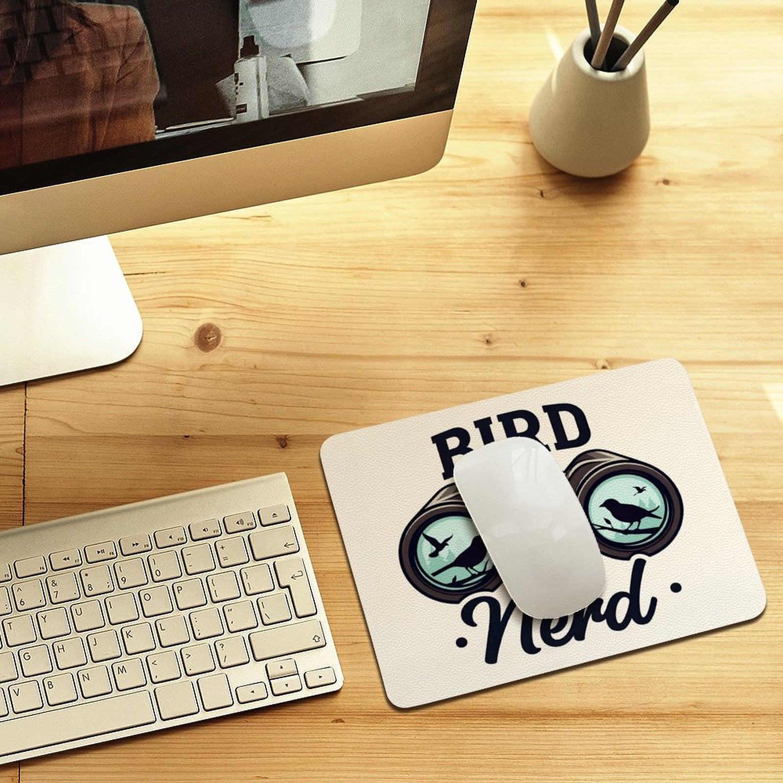 Bird Nerd Leather Mouse Pad Leather Mouse Pad animal Birds Printed Offshore