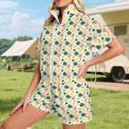 Pineapple Tropical Women's Windbreaker Short Set Women's Windbreaker Short Set Food Printed Offshore