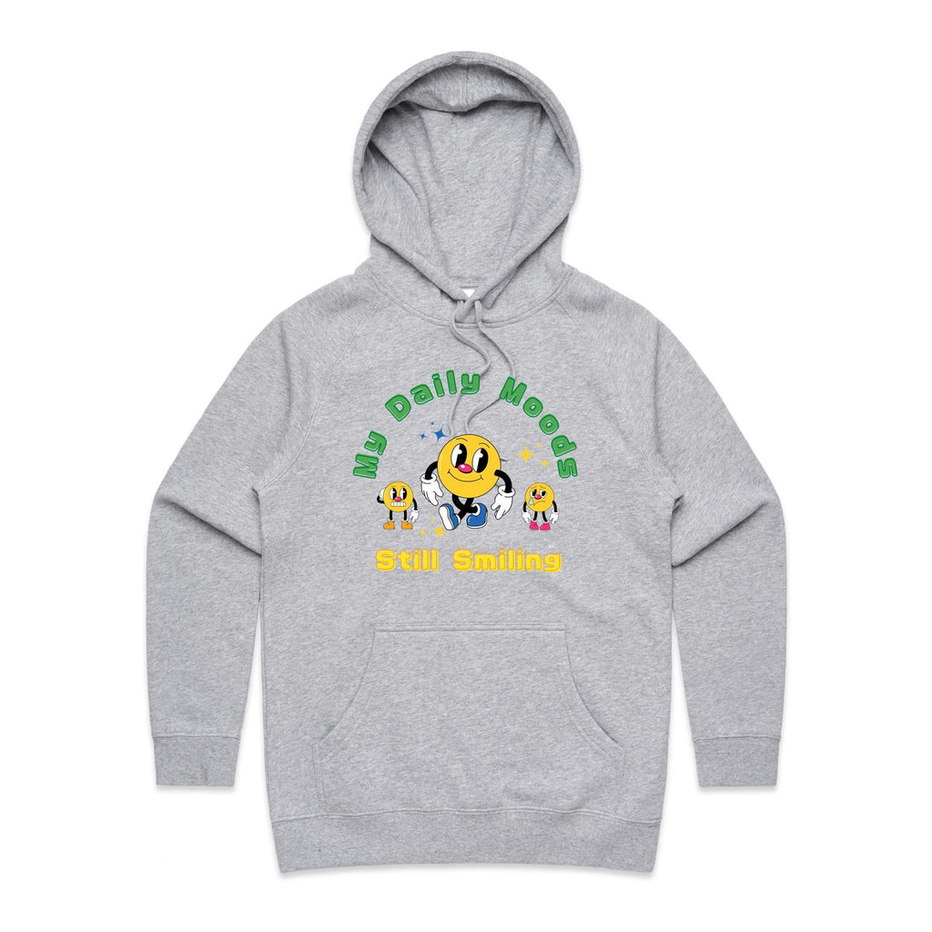 My Daily Moods - Womens Hoodie Grey Marle Womens Hoodie Printed In Australia