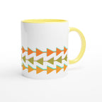Retro Triangles - White 11oz Ceramic Mug with Colour Inside Colour 11oz Mug Globally Fulfilled Retro