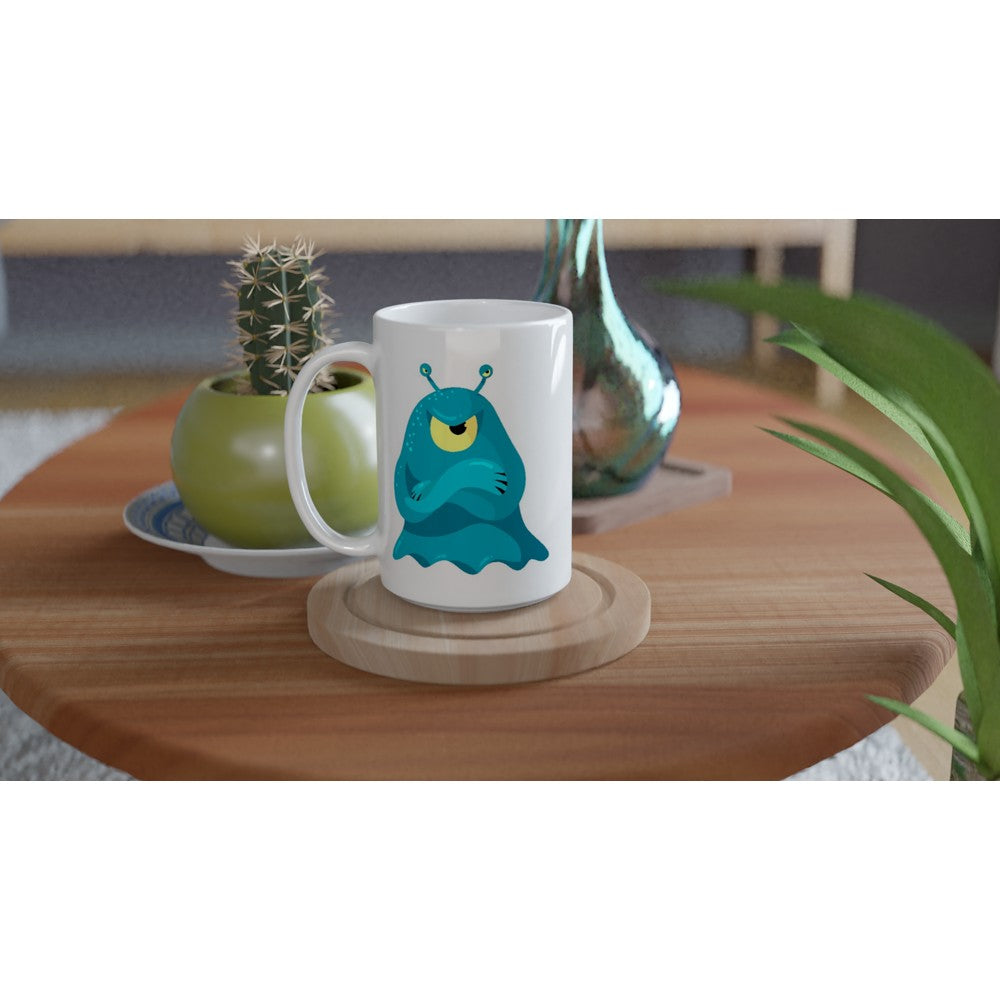 Blue Monster - White 15oz Ceramic Mug 15oz Mug Globally Fulfilled