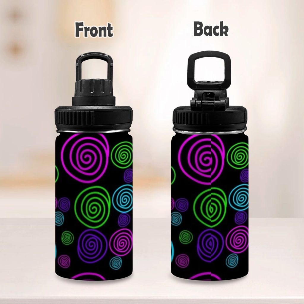 Neon Swirl - Kids Water Bottle with Chug Lid (12 oz)