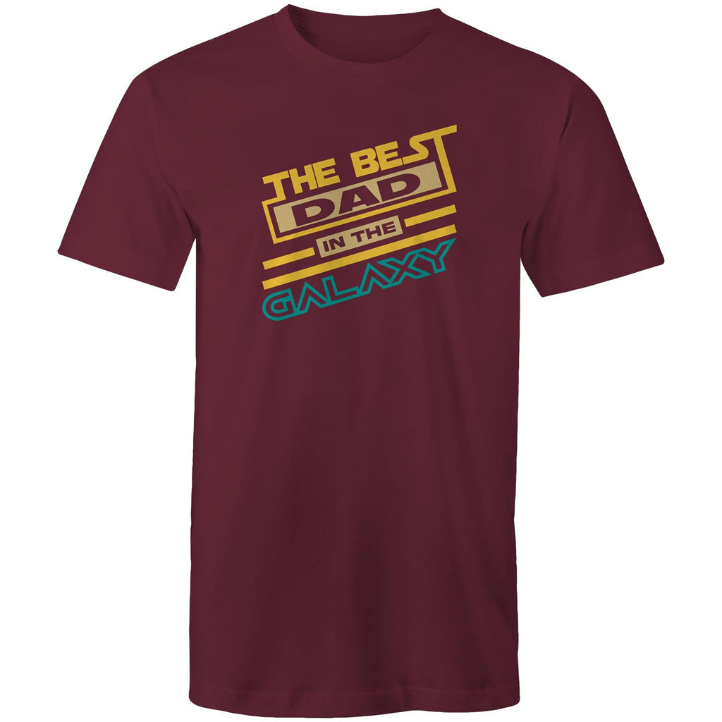 The Best Dad In The Galaxy - Mens T-Shirt Burgundy Mens T-shirt Dad Printed In Australia