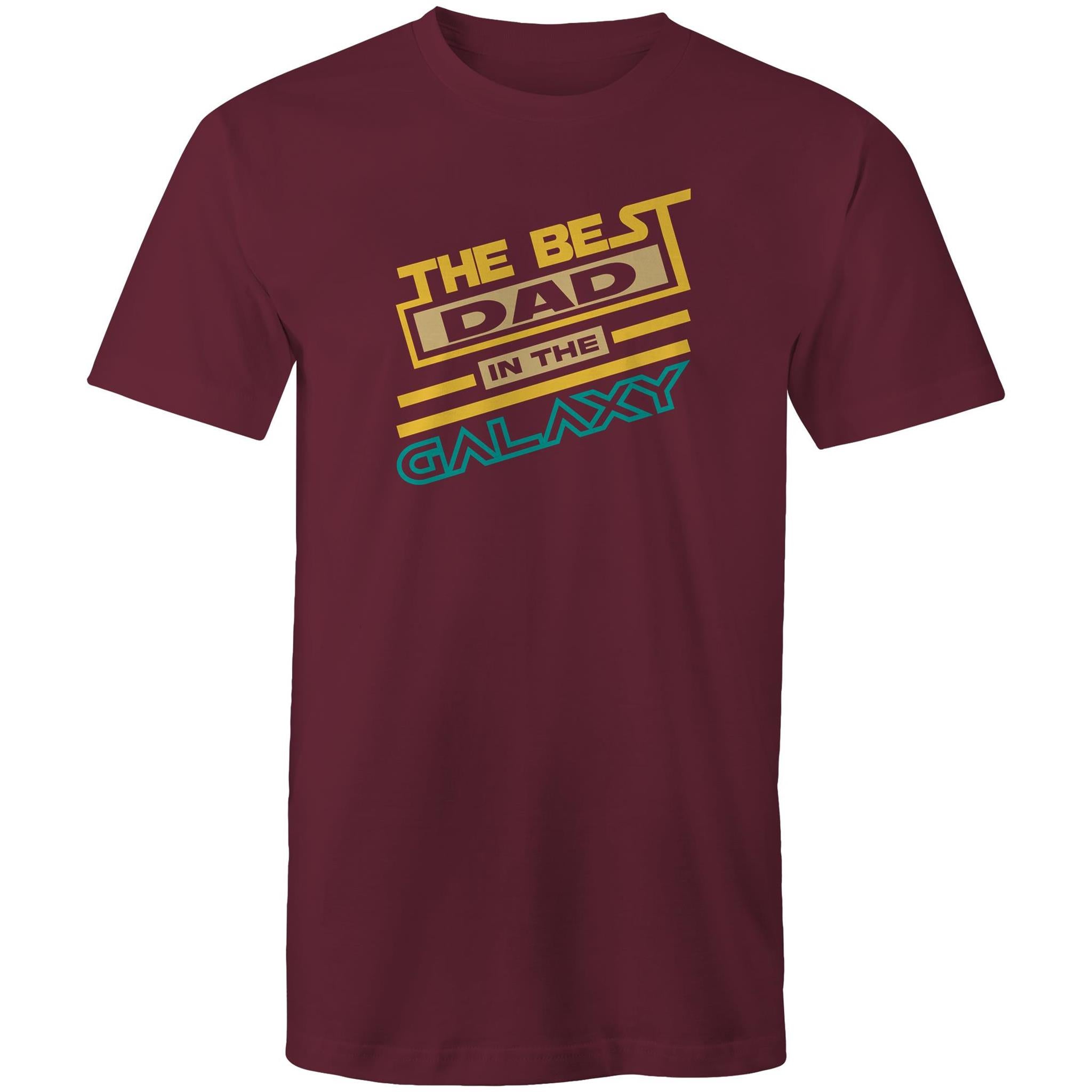 The Best Dad In The Galaxy - Mens T-Shirt Burgundy Mens T-shirt Dad Printed In Australia