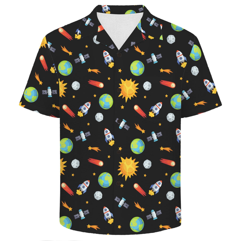Busy Space Men's Crinkle Hawaiian Shirt