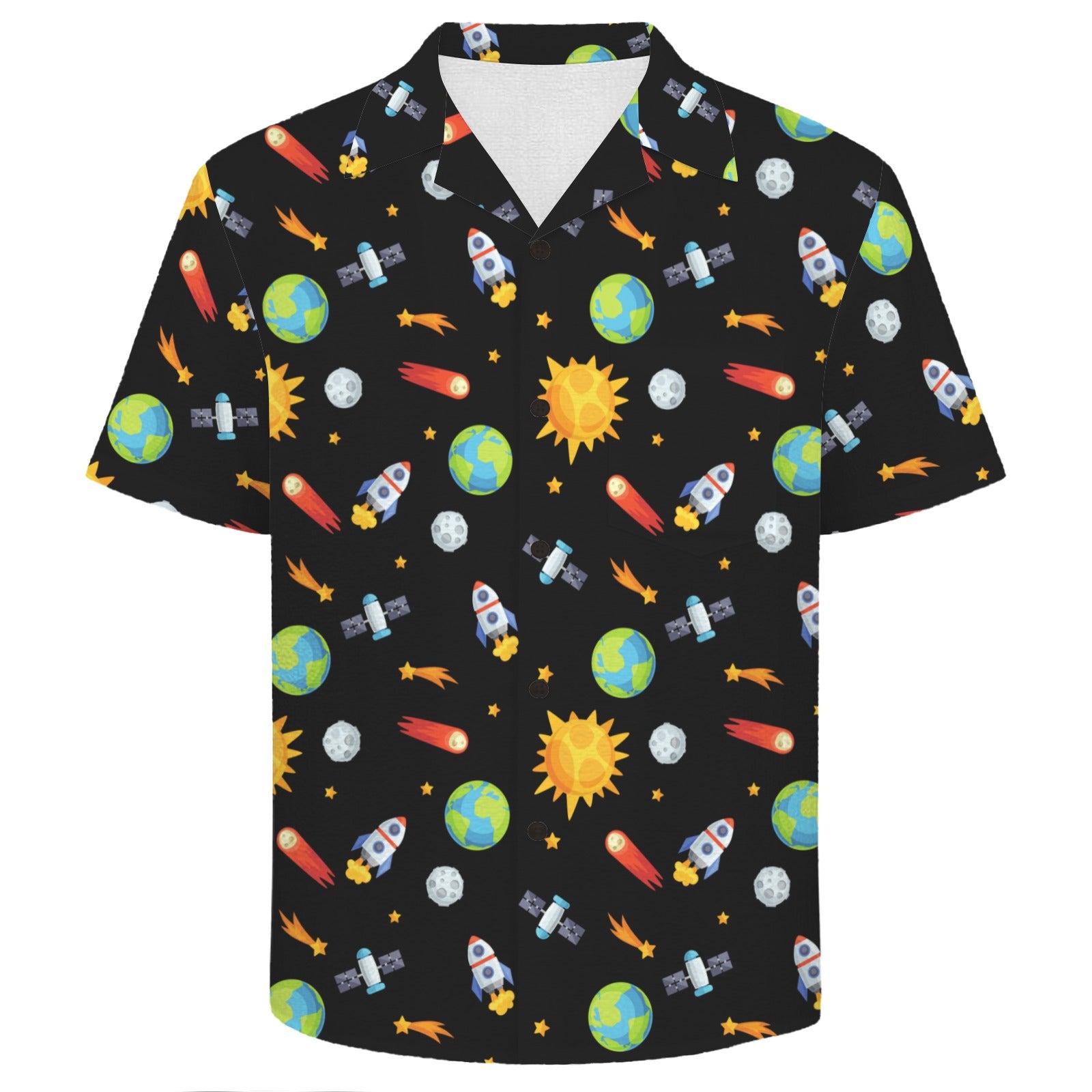 Busy Space Men's Crinkle Hawaiian Shirt