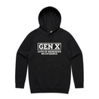Gen X, Lots Of Memories, No Evidence Men's AS Colour Hoodie Black Mens Hoodie Printed In Australia