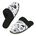 Rock Music Men's Fur Trim Thick-Sole Indoor Slippers 2XL Men's Fur Trimmed Slippers Music Printed Offshore