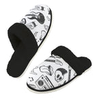 Rock Music Men's Fur Trim Thick-Sole Indoor Slippers 2XL Men's Fur Trimmed Slippers Music Printed Offshore