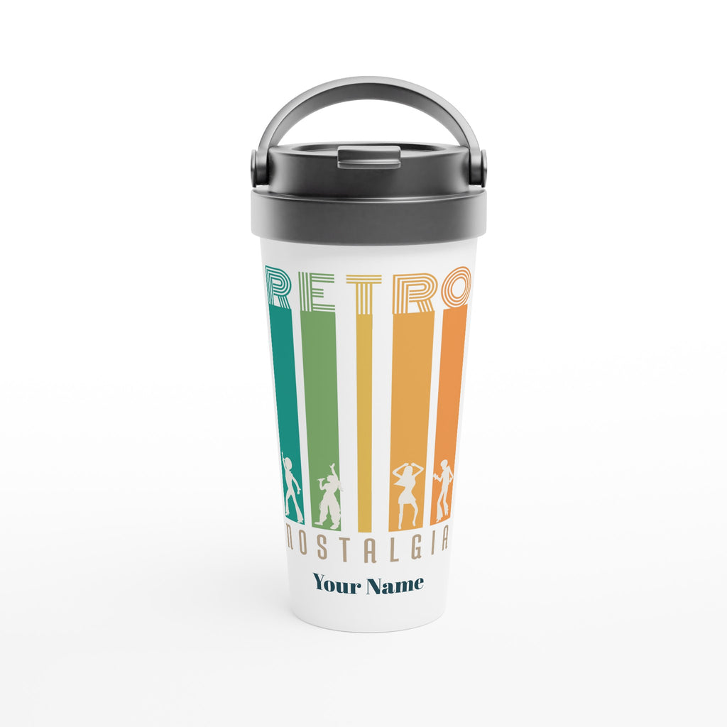 Personalised - Retro Nostalgia - White 15oz Stainless Steel Travel Mug Default Title Personalised Travel Mug Customise Globally Fulfilled Personalise Retro