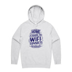 Home Is Where The WIFI Connects Automatically - Mens Hoodie White Marle Mens Hoodie Printed In Australia Tech