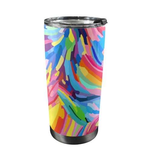 Brushstrokes - 20oz Mobile Tumbler with Lid (Black Lock) One Size 20oz Travel Mug Printed Offshore