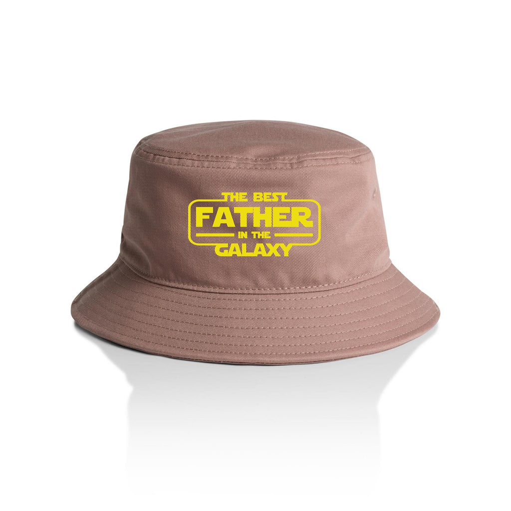 The Best Father In The Galaxy - AS Colour Bucket Hat Hazy Pink One Size As Colour Bucket Hat Dad Printed In Australia Space