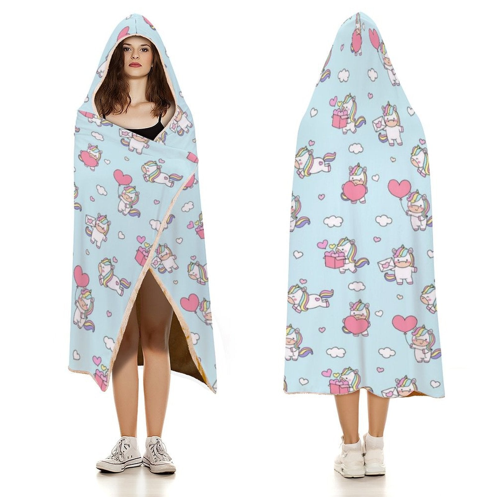 Rainbow Unicorn Kids Hooded Blanket 100cm x 130cm