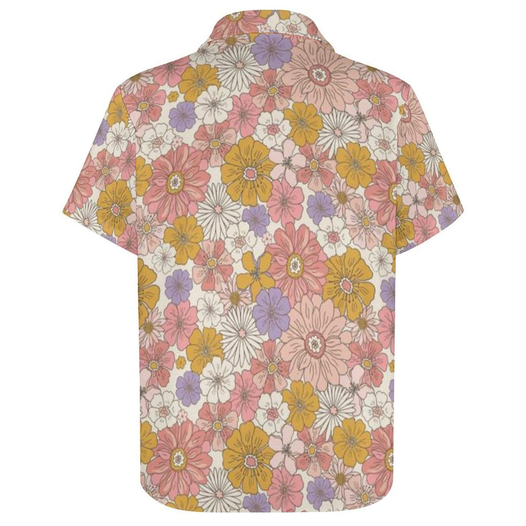 Faded Floral Women's Short-Sleeve Button Up Shirt