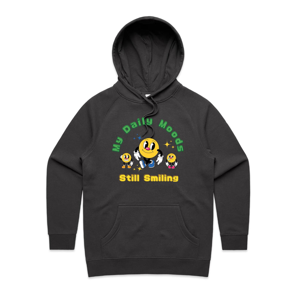 My Daily Moods - Womens Hoodie Coal Womens Hoodie Printed In Australia