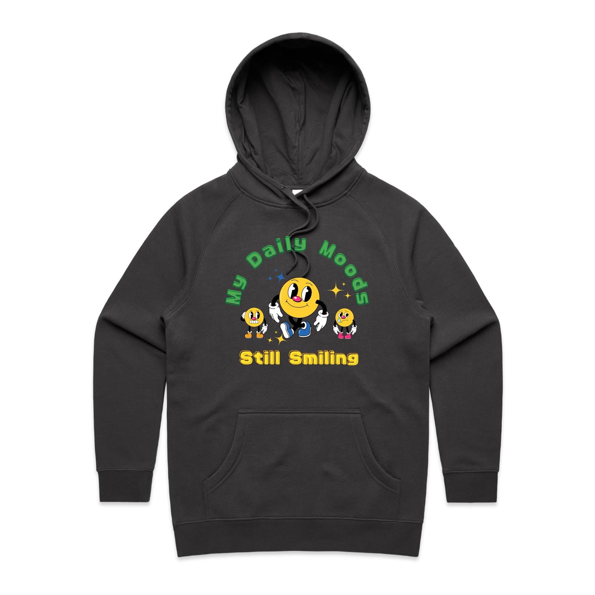 My Daily Moods - Womens Hoodie Coal Womens Hoodie Printed In Australia