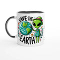Personalised Save The Earth, Alien 11oz Ceramic Mug Ceramic Black Personalised 11oz Mug customise Environment Globally Fulfilled personalise Sci Fi