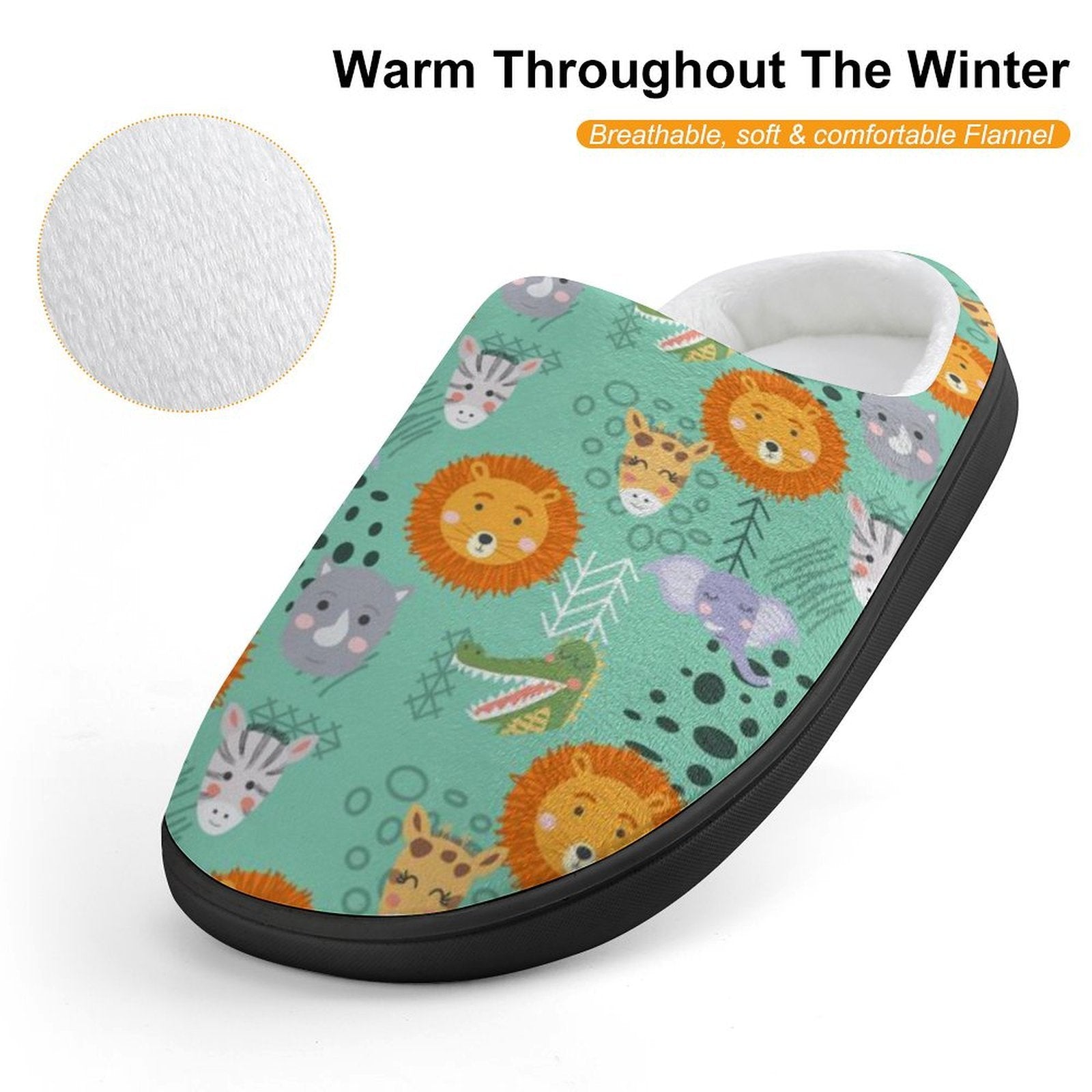 Safari Animals Kids Cotton Slippers