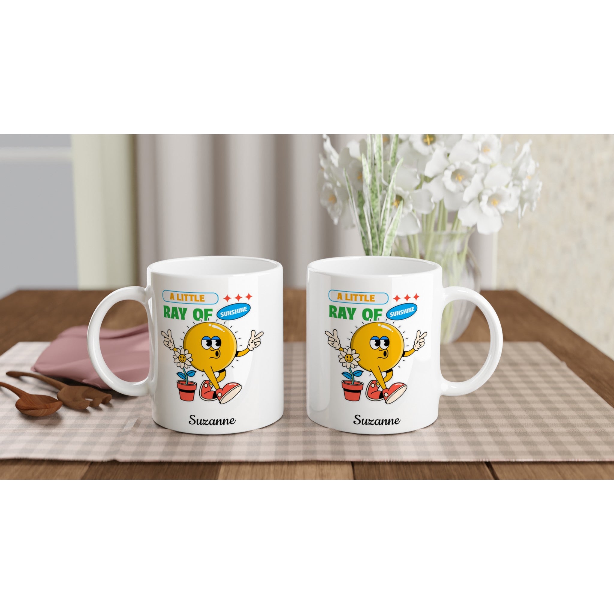 Personalise - A Little Ray Of Sunshine - White 11oz Ceramic Mug Personalised 11oz Mug customise Globally Fulfilled personalise Retro