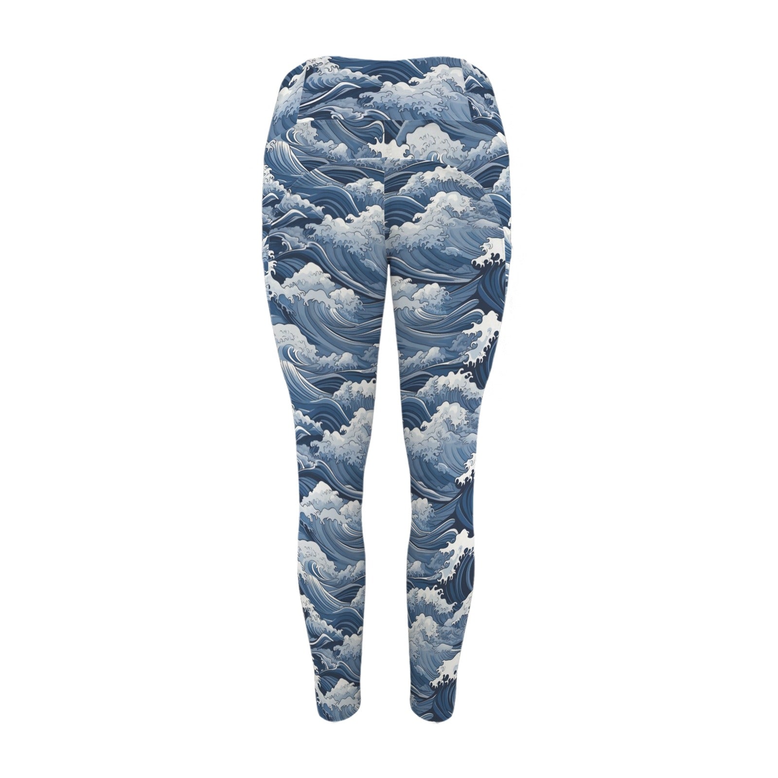 Japanese Waves Women's High Waist Pockets Yoga Leggings Women's High Waist Pockets Yoga Leggings Ocean Printed Offshore