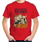 Read More Books, Halloween Ghosts - Kids Youth T-Shirt Red Kids Youth T-shirt Halloween Printed In Australia Reading