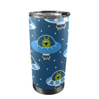 Cute Aliens in UFOs - 20oz Mobile Tumbler with Lid (Black Lock) One Size 20oz Travel Mug Printed Offshore Sci Fi