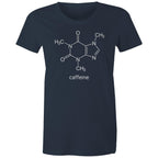 Caffeine Molecule - Womens T-shirt Navy Womens T-shirt Coffee Printed In Australia Science