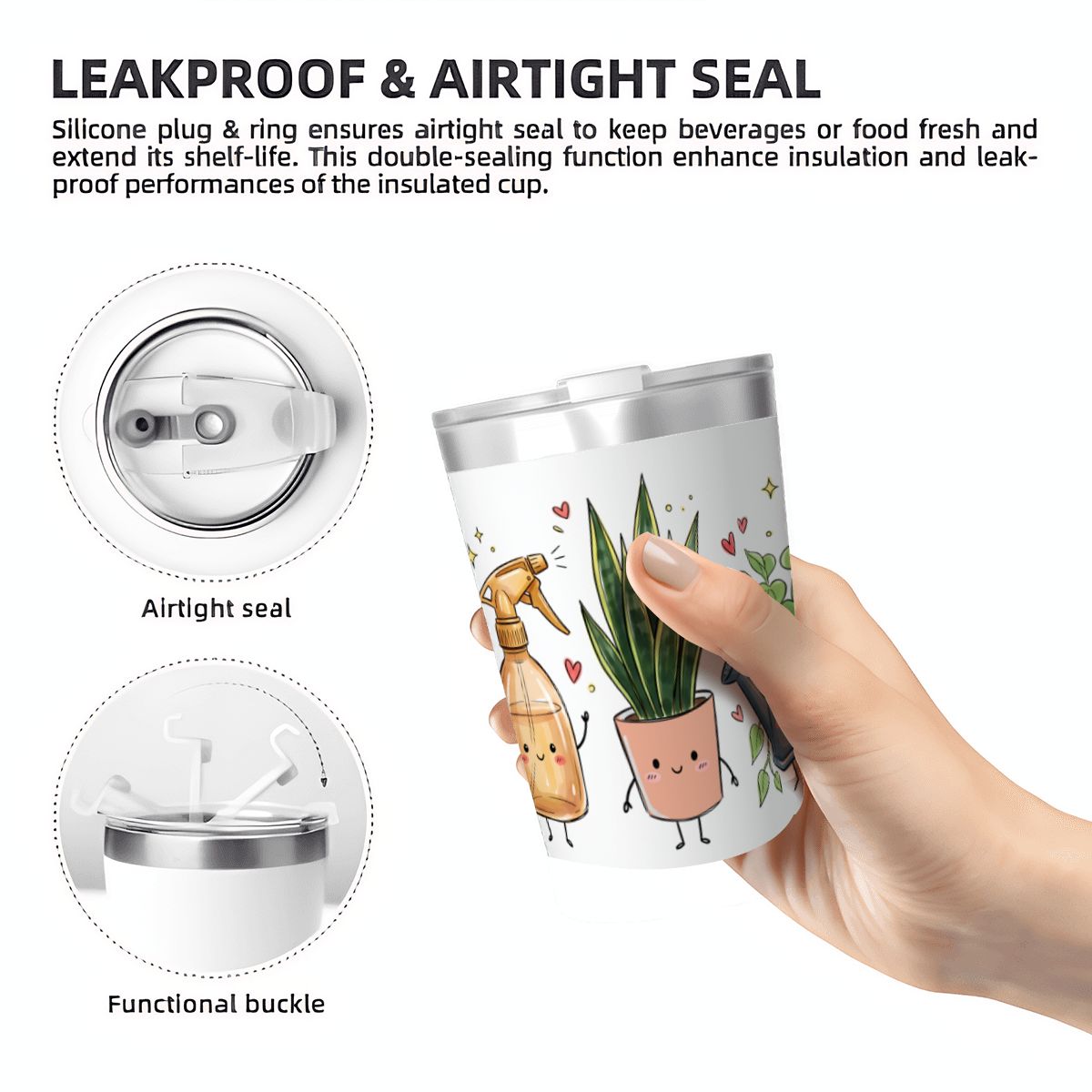 Plant Lover Small Stainless Steel Travel Mug Cup 12oz/350ml