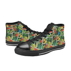 Tropical Comic Book Style Men's High Top Canvas Shoes Men's Classic High Top Canvas Shoes comic Plants Printed Offshore