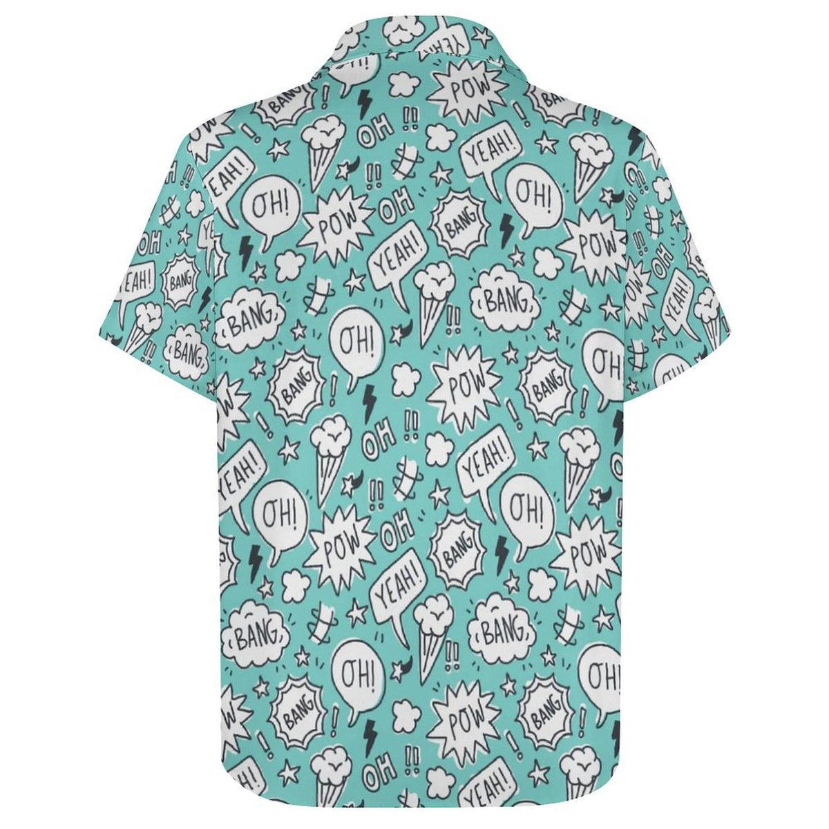 Comic Book Speech Bubbles Women's Collared Pocketless Short Sleeve Shirt