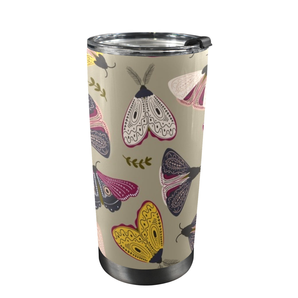 Pretty Moths 20oz Mobile Tumbler with Lid (Black Lock) One Size 20oz Travel Mug animal Printed Offshore
