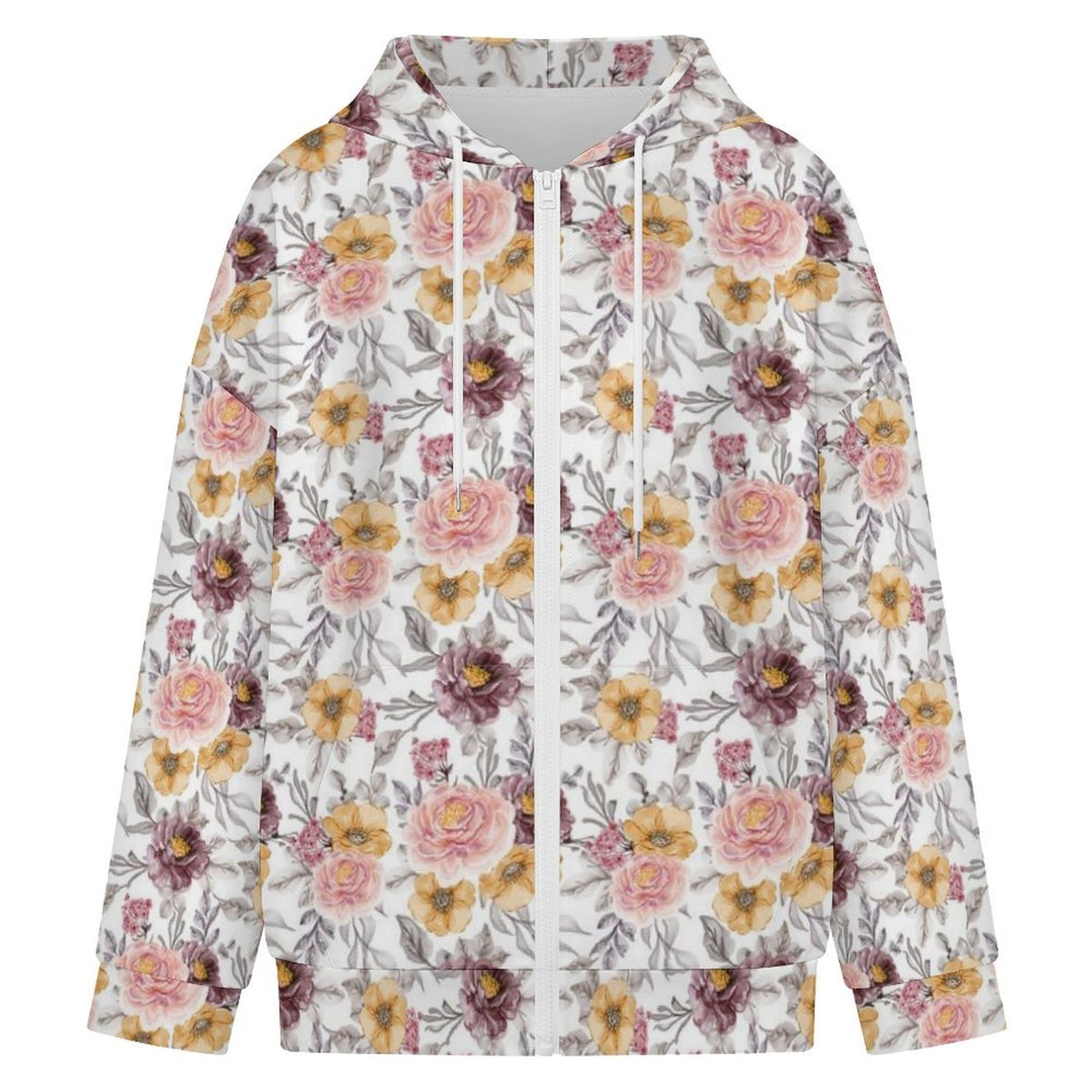 Painted Flowers Women's Full-Zip Hoodie