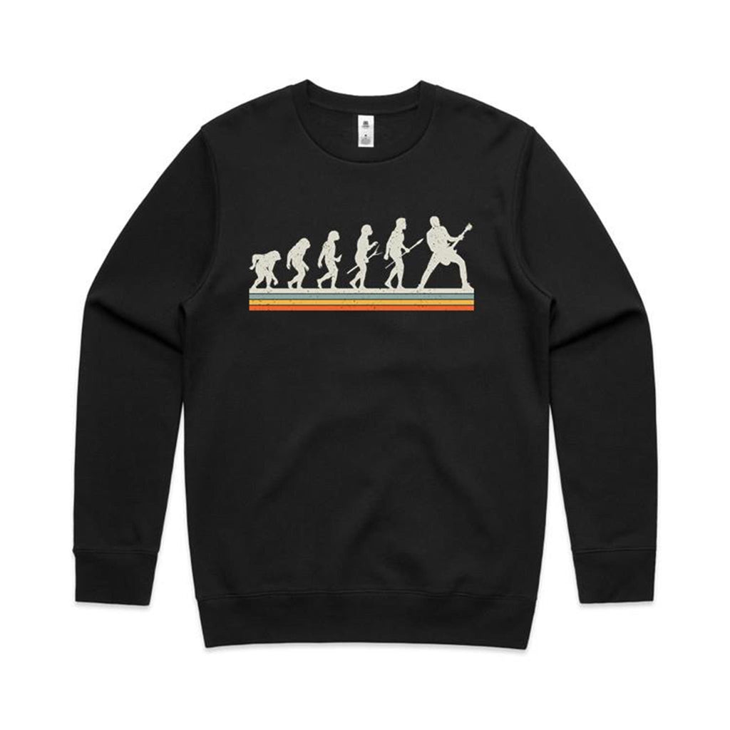 Guitarist Evolution - AS Colour Stencil Crew Sweatshirt Black Sweatshirt Music Printed In Australia
