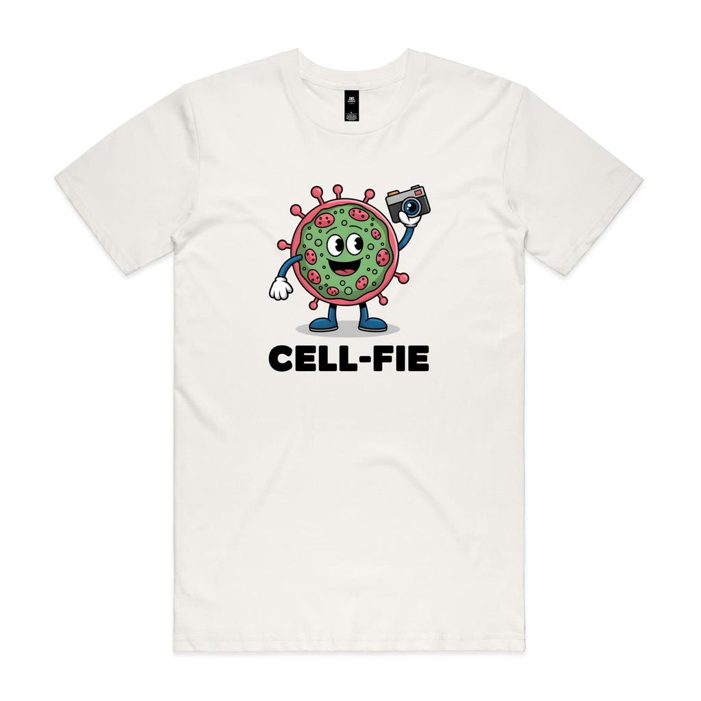 Cell-fie Cell Selfie Men's AS Colour T-shirt Natural Mens T-shirt Printed In Australia Science