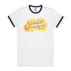 Hello Sunshine - Staple Ringer Tee White Navy Ringer T-Shirt Printed In Australia Summer