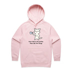 First I Drink The Coffee, Then I Do The Things, Cat - Womens Hoodie Pink Womens Hoodie animal Coffee Printed In Australia
