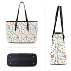 Ukulele PU Leather Tote Bag Large Leather Tote Bag-Large Music Plants Printed Offshore