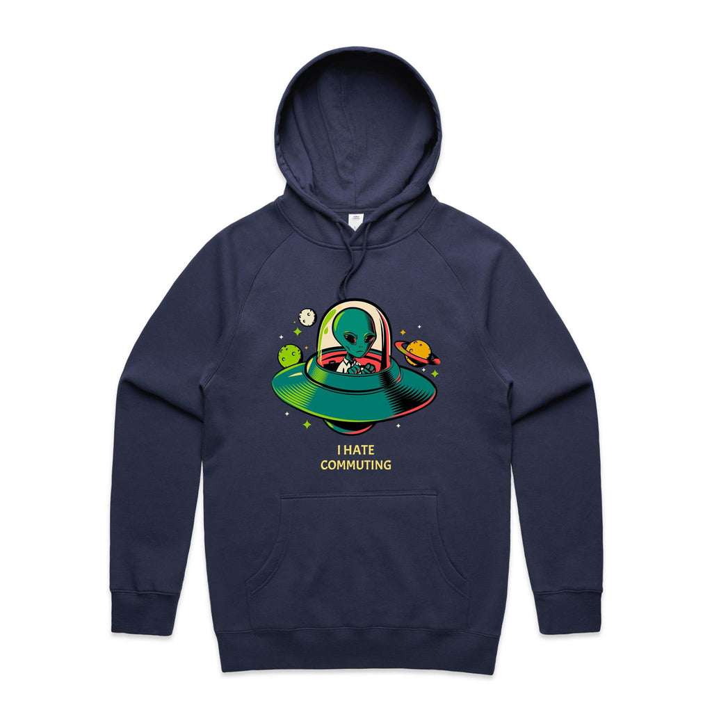 Alien Commute Men's AS Colour Hoodie Midnight Blue Mens Hoodie Printed In Australia Sci Fi