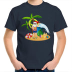 Summer Surf Santa - Kids Youth T-Shirt Navy Kids Christmas T-shirt Christmas Printed In Australia