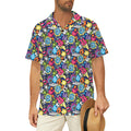 Sticker Music Men's Short Sleeve Hawaiian Shirt Men's Hawaiian Shirt (New) Music Printed Offshore