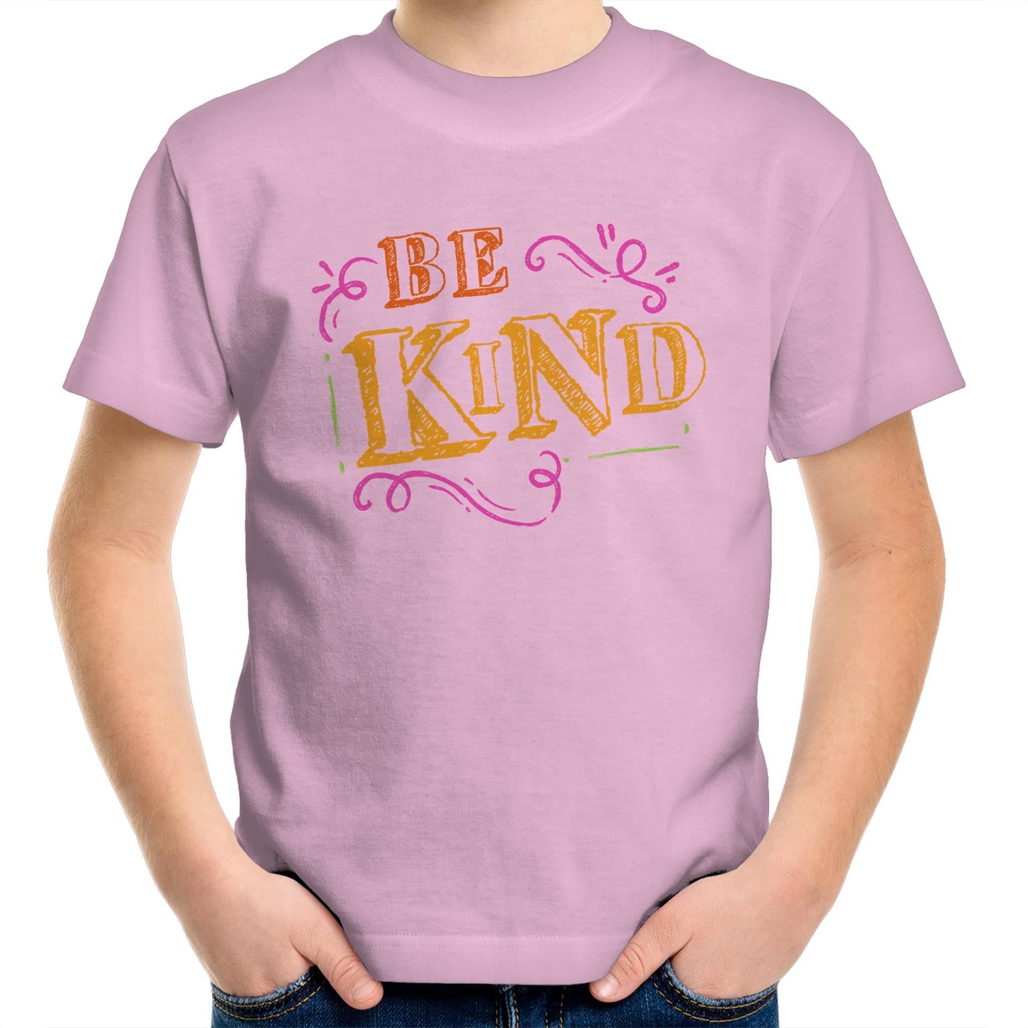 Be Kind - Kids Youth T-Shirt Pink Kids Youth T-shirt Kindness Printed In Australia