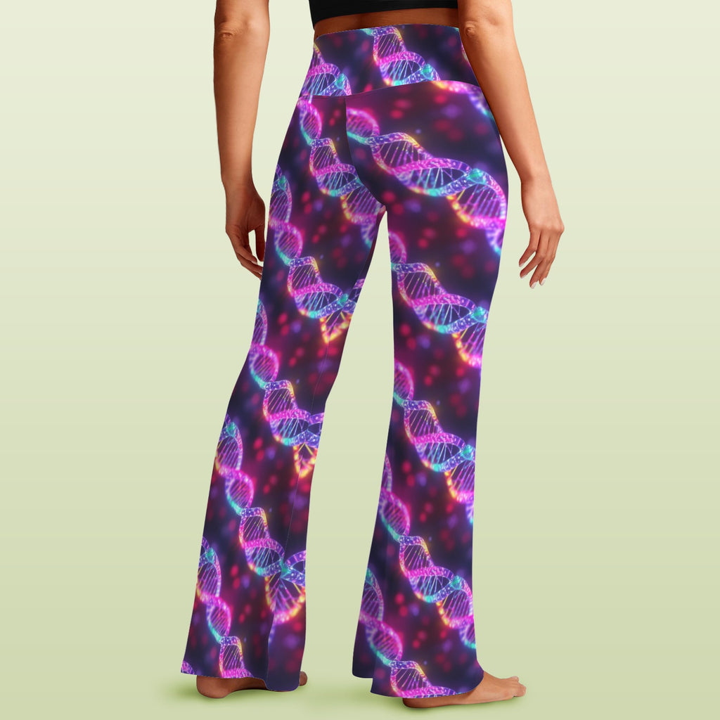 DNA Glow High Waist Crossover Tummy Control Flare Leggings High Waist Flare Leggings Printed Offshore Science