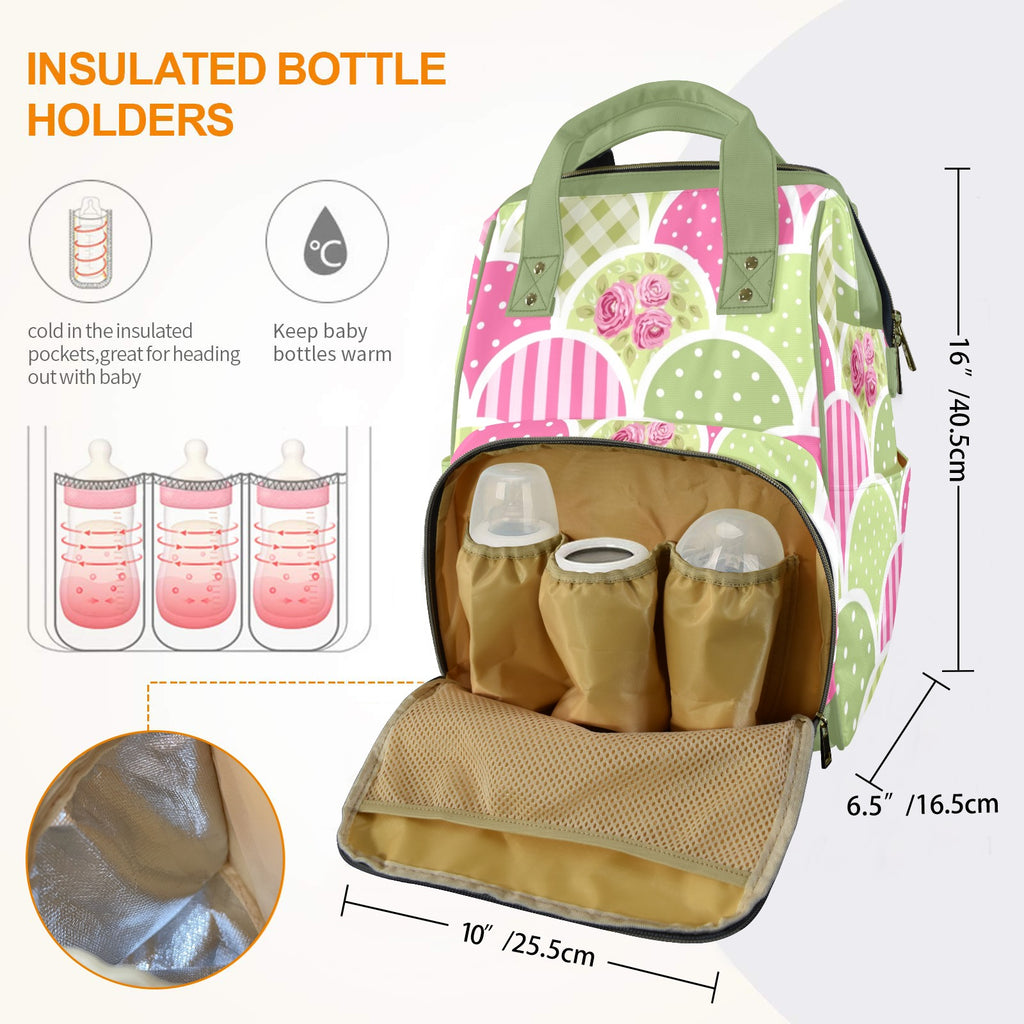 Floral Tabs - Multi-Function Backpack, Nappy / Diaper Bag