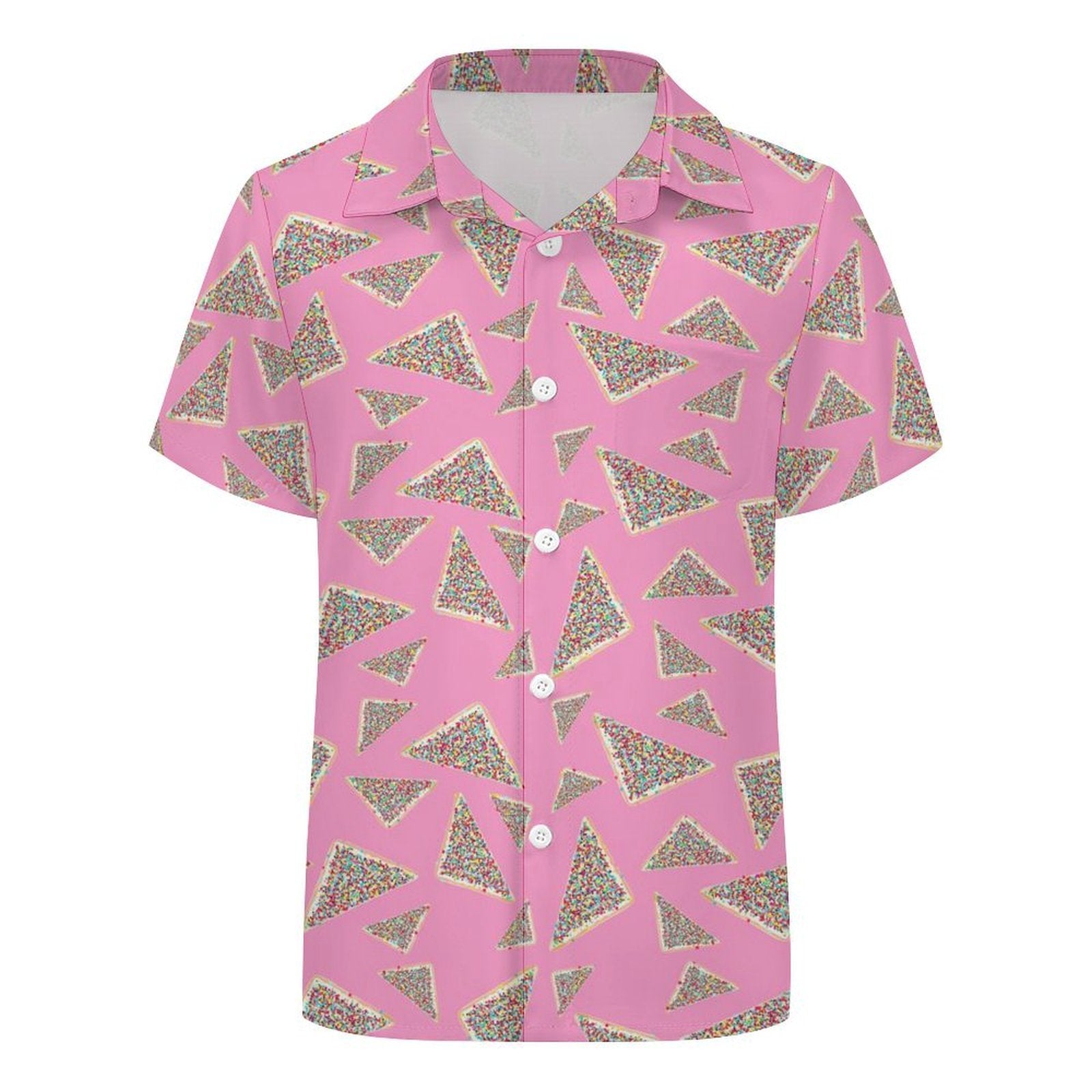 Pink Fairy Bread Kids Youth Short Sleeve Button Up Shirt