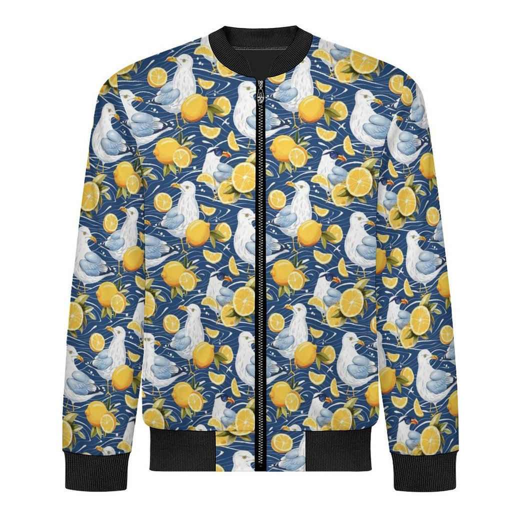 Lemon Seagull Men's Casual Zip‑Up Bomber Jacket