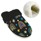 Rainbows Women's Fur Trim Thick-Sole Indoor Slippers Women's Fur Trimmed Slippers Printed Offshore