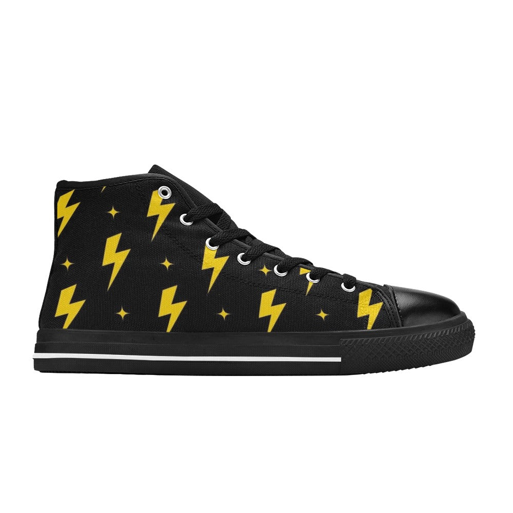 Yellow Lightning - Men's High Top Canvas Shoes