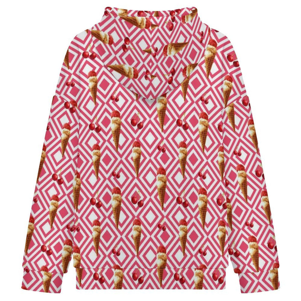 Cherry Ice-Cream Women's Full-Zip Hoodie