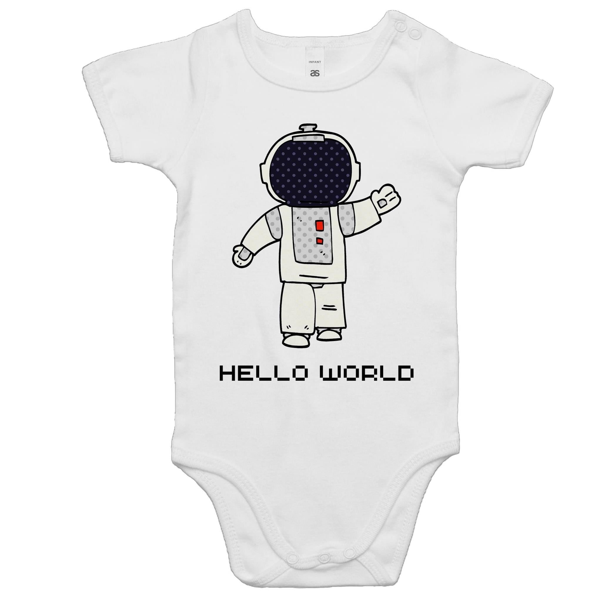 Hello World, Astronaut - Baby Bodysuit White Baby Bodysuit Printed In Australia